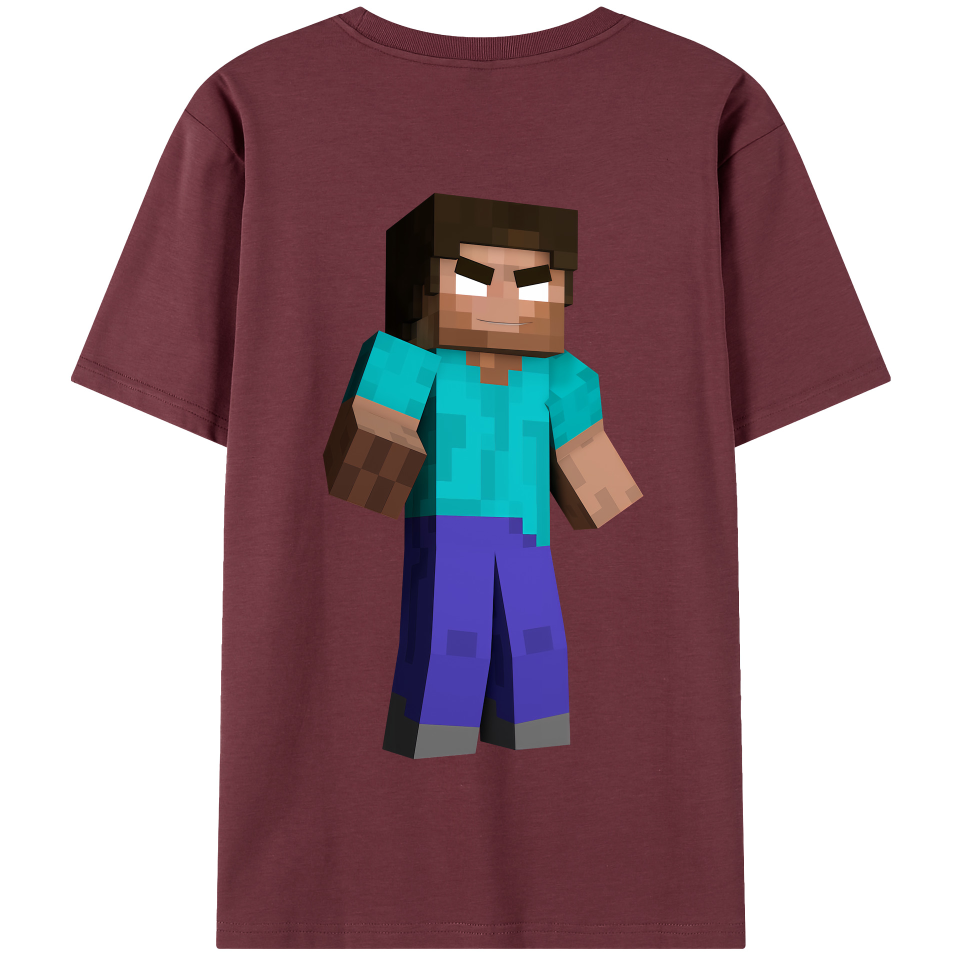 （画像用） マインクラフト ブロックの世界 Minecraft MC Block world 綿100％半袖Tシャツ（背面プリント）